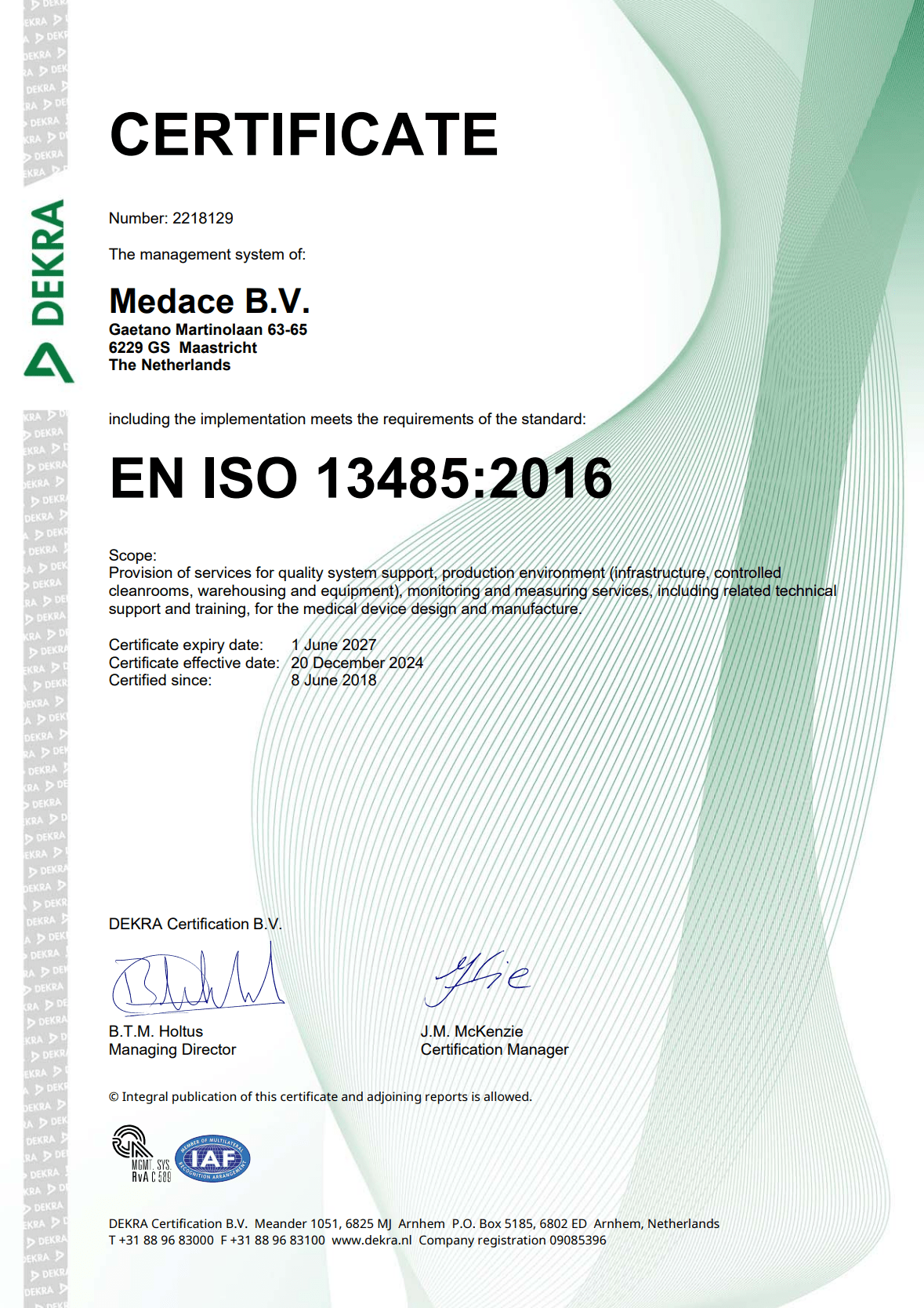 Medace EN ISO 13485 Certificate (2218129) (Expiry 2027-06-01)